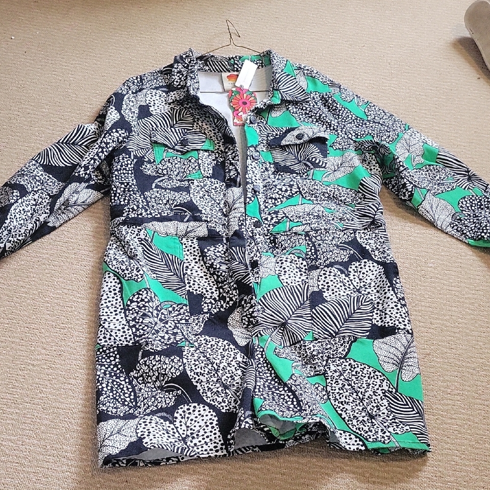 FARM Rio Black and Green Patterned Jacket